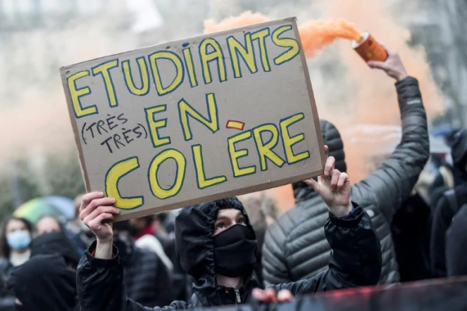 Des étudiants manifestent le 16 janvier 2021 à Nantes