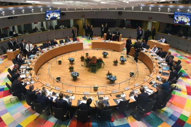 Les dirigeants européens réunis pour un sommet à Bruxelles, le 17 octobre 2018