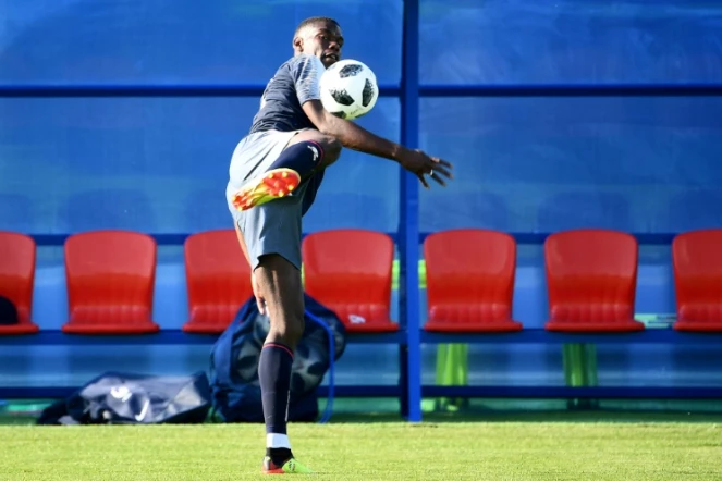 Le milieu des Bleus Paul Pogba à l'entraînement au camp de base de l'équipe de France à Istra, le 18 juin 2018