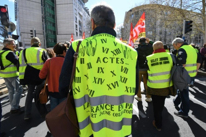 Un "gilet jaune" participe à une manifestation le 19 mars 2019 à Montpellier
