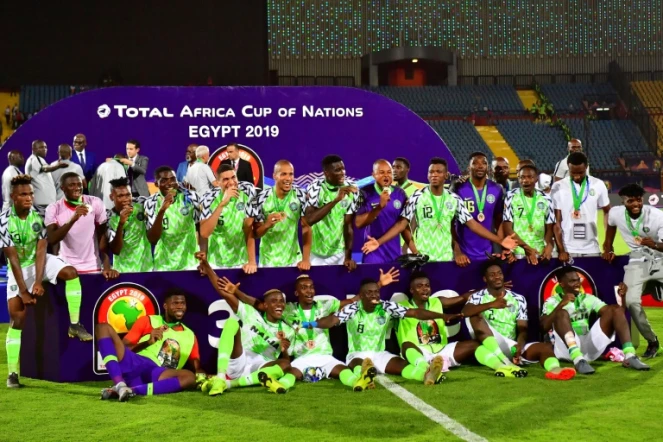 Le Nigérians fêtent leur 3e place à la CAN, le 17 juillet 2019 au Caire