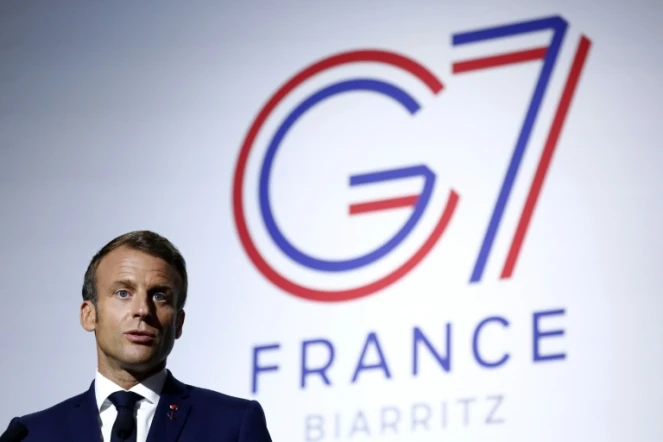 Le président français Emmanuel Macron,le 25 août 2019 lors de la tenue du G7 à Biarritz