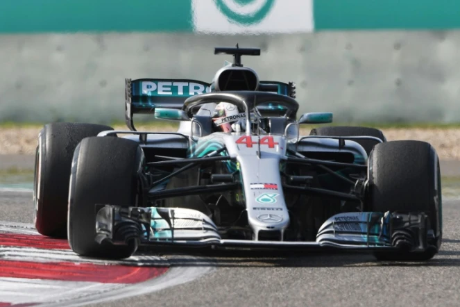 Le Britannique Lewis Hamilton (Mercedes) lors du GP de Chine, le 15 avril 2018 à Shanghai 
