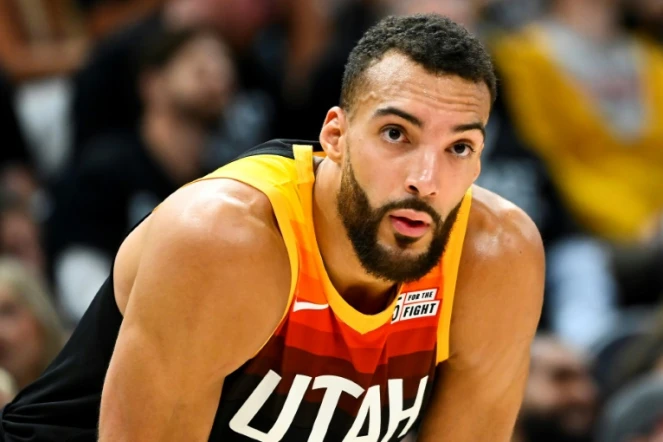 Rudy Gobert sous le maillot du Utah Jazz perndant le match N.6 du 1er tour des plays-offs NBA le 28 avril 2022 à Salt Lake City