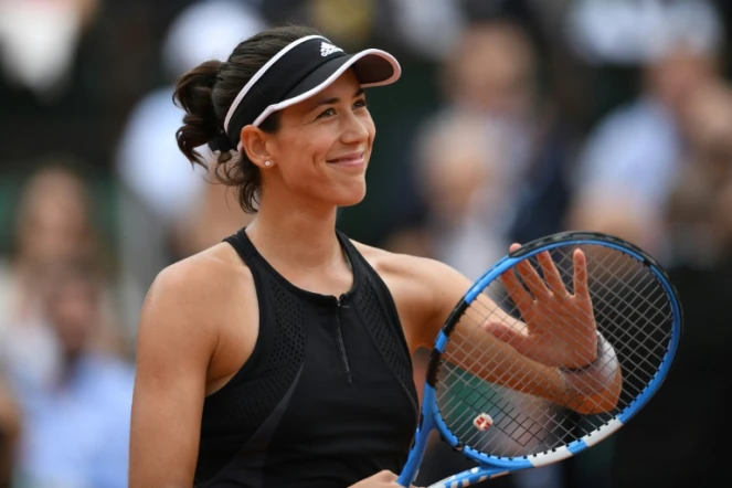 L'Espagnole Garbiñe Muguruza après sa victoire contre la Russe Maria Sharapova, le 6 juin 2018 à Roland-Garros