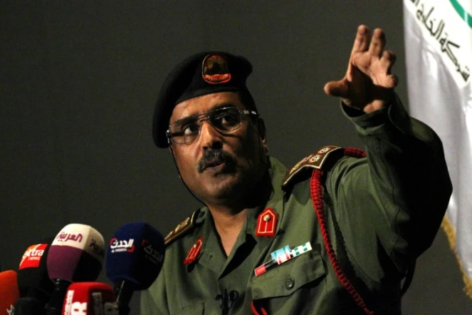 Le général Ahmed al-Mesmari, porte-parole de l?Armée nationale libyenne (ANL), à Benghazi, le 21 juin 2018