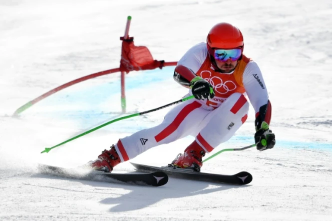 L'Autrichien Marcel Hirscher lors de la 1re manche du slalom géant des Jeux olympiques de Pyeongchang, le 18 février 2018
