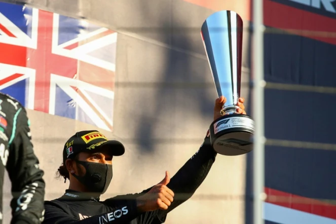 Le Britannique Lewis Hamilton (Mercedes) vainqueur du GP de Toscane, à Scarperia e San Piero, le 13 septembre 2020