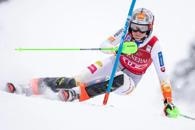 La Slovaque Petra Vlhova, lors de la 1ère manche du slalom de Kranjska Gora (Slovènie), comptant pour la Coupe du monde, le 9 janvier 2022