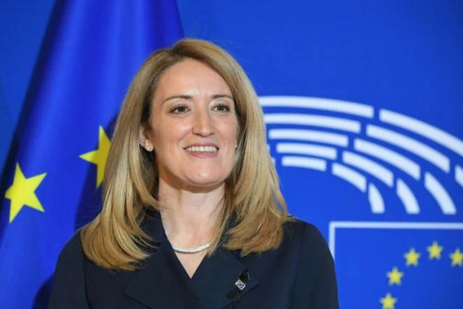 Roberta Metsola, membre du groupe de droite du PPE au Parlement européen, le 17 janvier 2022 à Strasbourg