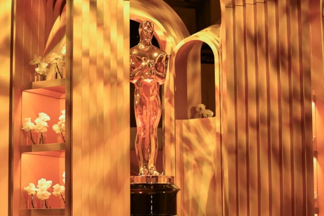 Une statue des Oscars, lors d'un événement préparatoire avant la 96e cérémonie, le 5 mars 2024 à Hollywood