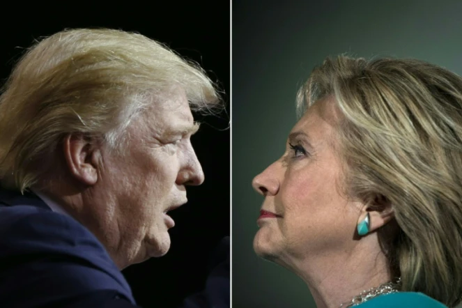 Donald Trump à Cleveland dans l'Ohio, le 22 octobre 2016 et Hillary Clinton, à Manchester dans le New Hampshire le 6 novembre 2016