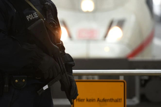 Un policier monte la garde près d'un train à la gare de Munich le 1er janvier 2016