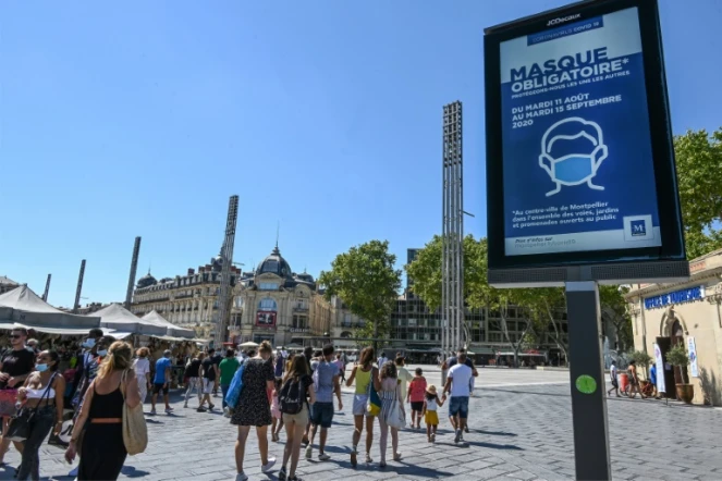 Le port du masque obligatoire s'étend tous les jours à davantage de rues à Paris ou, comme ici à Montpellier 