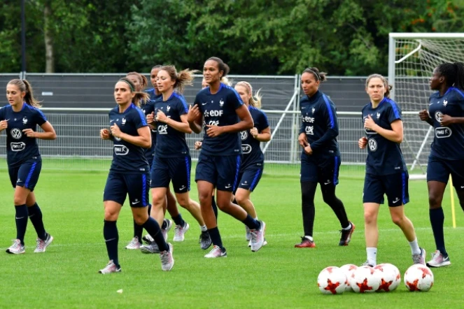 Les Bleues lors d'une séance d'entraînement à Zwijndrecht, le 23 juillet 2017