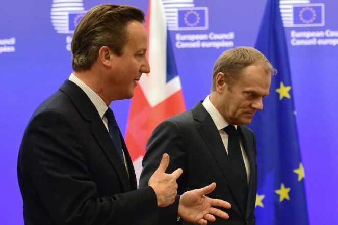 Le Premier ministre britannique David Cameron et le président du Conseil européen Donald Tusk le 24 septembre 2015 à Bruxelles