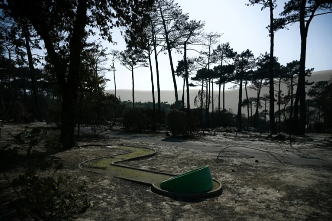 Le camping des Flots Bleus, ravagé par les flammes en Gironde, Pyla-sur-Mer, le 19 juillet 2022