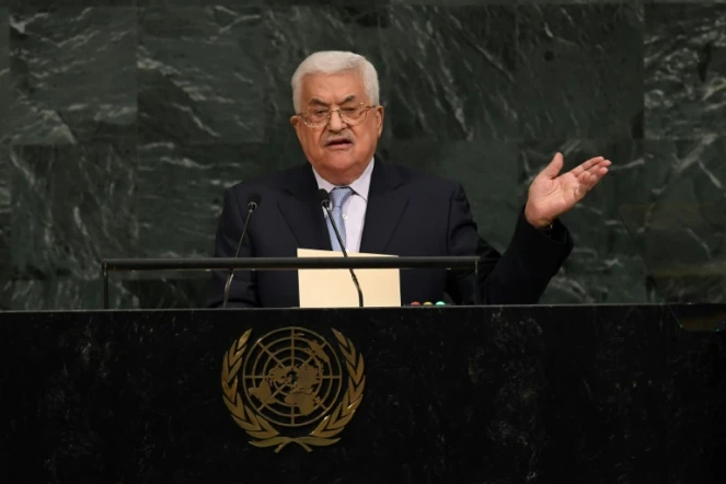 Le président palestinien Mahmoud Abbas a la tribune de l'ONU à New York, le 20 septembre 2017