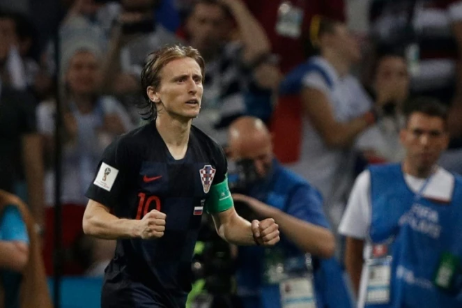 Le capitaine croate Luka Modric lors du quart de finale du Mondial contre la Russie, le 7 juil 2018 à Sotchi   