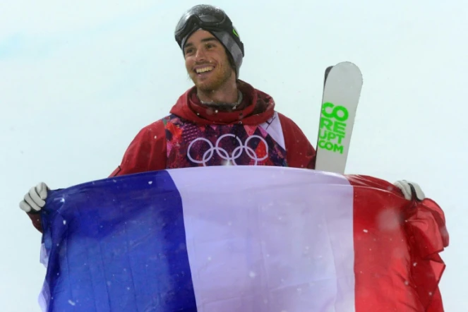 Kevin Rolland, après sa médaille de Bronze en ski half-pipe aux JO de Sotchi (Russie), le 18 février 2014