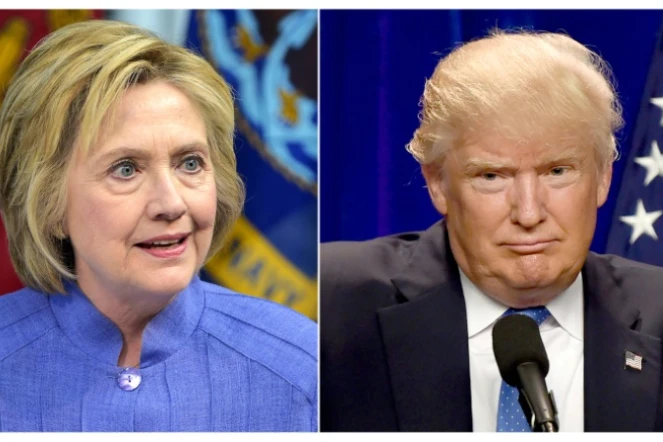 Photomontage de portraits de la candidate démocrate Hillary Clinton (g), le 15 juin 2016, et du candidat républicain Donald Trump, le 13 juin 2016