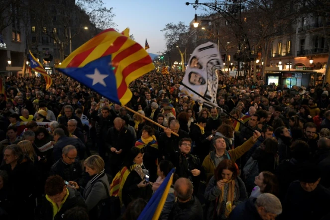 Manifestation contre le procès des dirigeants indépendantistes catalans, le 21 février 2019 à Barcelone
