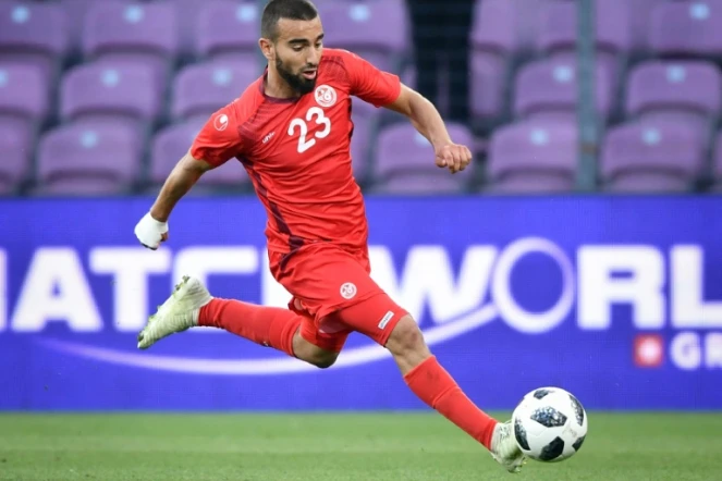Le milieu de terrain de la Tunisie Naïm Sliti lors du match amical contre la Turquie, le 1er juin 2018 à Genève 
