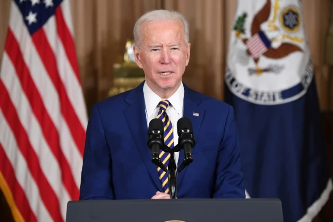 Joe Biden lors d'un discours sur la politique étrangère au département d'Etat à Washington le 4 février 2021