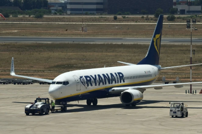 un avion de Ryanair à l'aéroport de Valence le 25 juillet 2018
