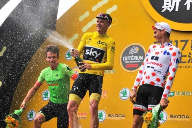 Le "sérial vainqueur" Chris Froome, ici à Shanghai, participera en 2018 au Giro d'Italia, le seul grand Tour cycliste qu'il n'a pas encore gagné