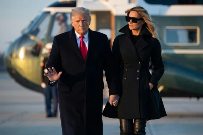 Donald et Melania Trump le 23 décembre 2020 sur la base d'Andrews, près de Washington