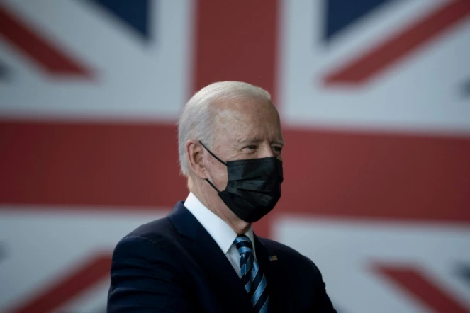 Le président américain Joe Biden à la base de Royal Air Force Mildenhall, le 9 juin 2021 au Royaume-Uni