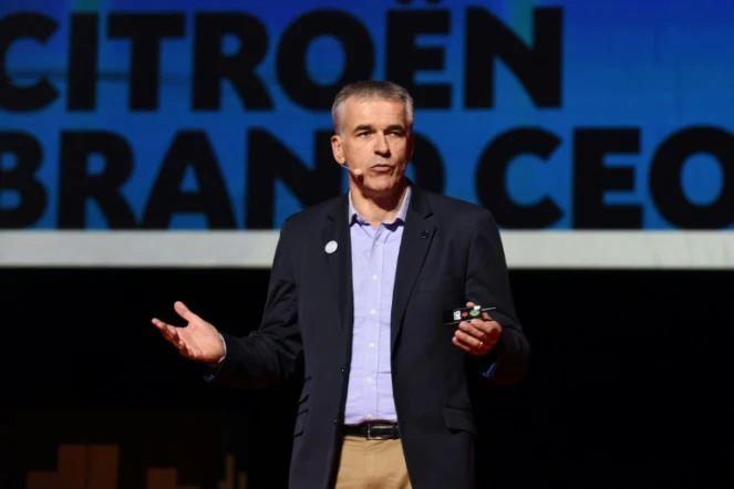Le directeur général de Citroën, Vincent Cobée, lors de la présentation de la nouvelle voiture électrique sans permis "Ami", le 27 février 2020 au quartier de La Défense, près de Paris