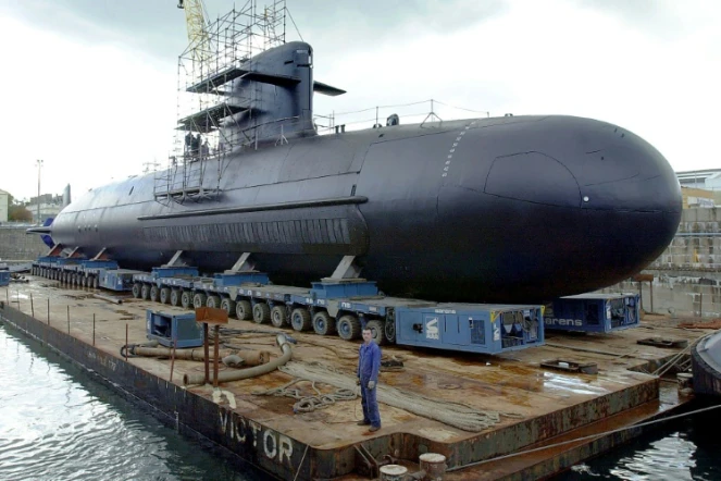 Le Scorpène est un sous-marin d'attaque conventionnel, fabriqué par les chantiers français DCNS, ici à Cherbourg le 21 octobre 2003