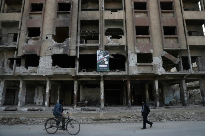 Des immeubles détruits à Doumou, dans les environs de Damas, le 20 janvier 2017 en Syrie