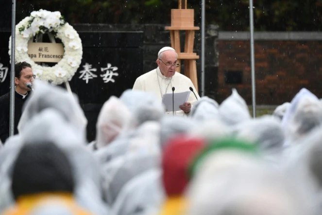 Le pape François prononce un discours contre l'arme nucléaire à Nagasaki (Japon) le 24 novembre 2019