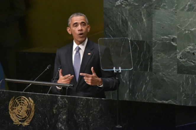 Le président américain Barack Obama à la tribune de l'ONU à New York, le 28 septembre 2015