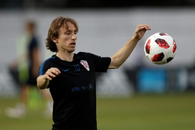 Le milieu de terrain croate Luka Modric lors d'une séance d'entraînement à Sotchi lors du Mondial le 4 juillet 2018