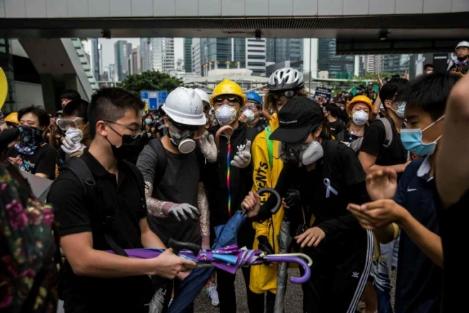 Protesters remained in control of key roads in Hong Kong on Monday morning