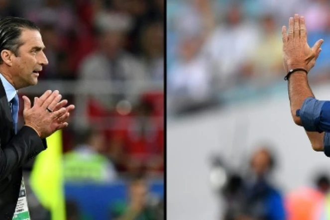 Photo montage de l'entraîneur du Chili Juan Antonio Pizzi (g) et de l'Allemagne Joachim Löw, le 30 juin 2017 à Saint-Pétersbourg
