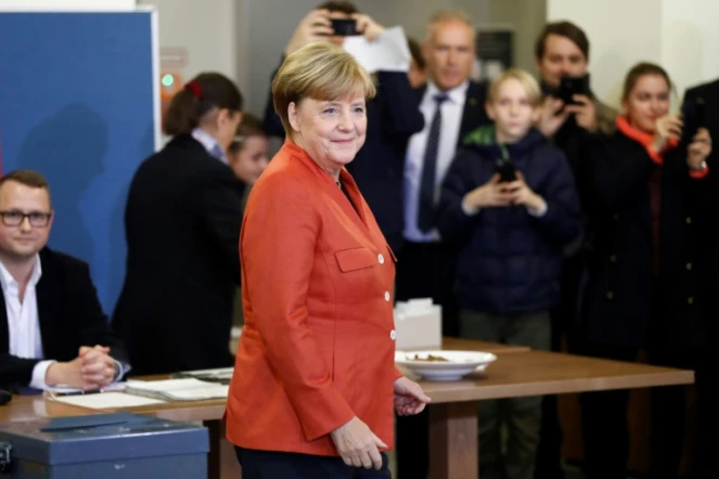 Angela Merkel vote à Berlin, le 24 septembre 2017