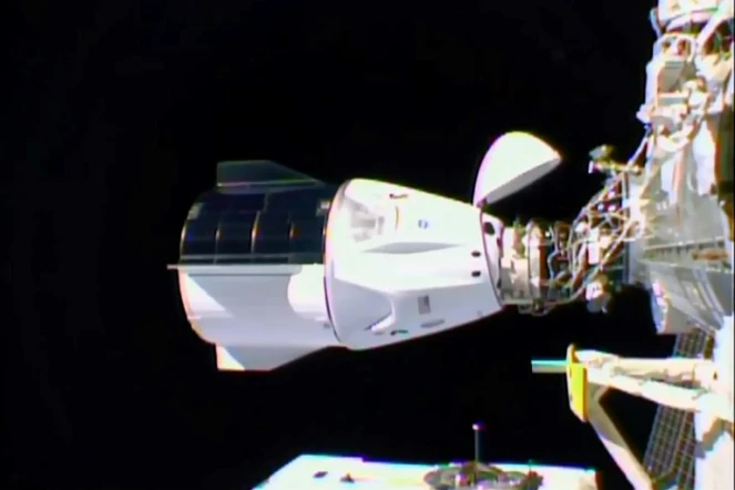 Une image de la NASA montre la capsule Dragon de SpaceX arrimée à la Station spatiale internationale le 17 novembre 2020 