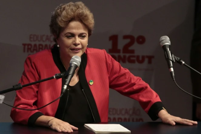 La présidente brésilienne Dilma Rousseff à Sao Paulo, au Brésil, le 13 octobre 2015