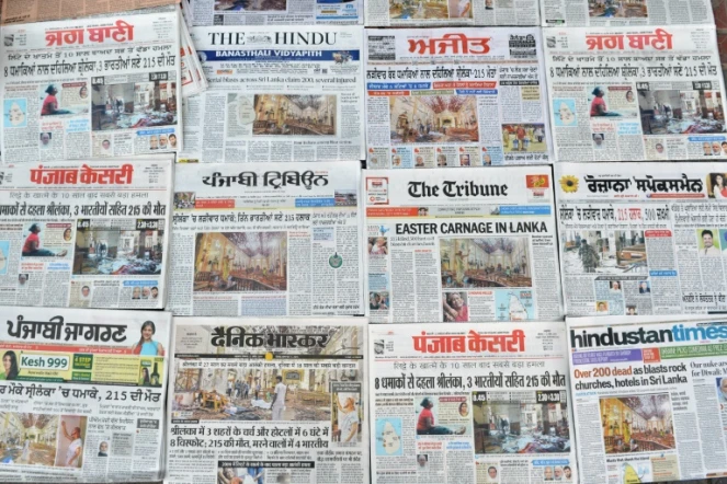 Titres de la presse indienne au lendemain des attentats au Sri Lanka