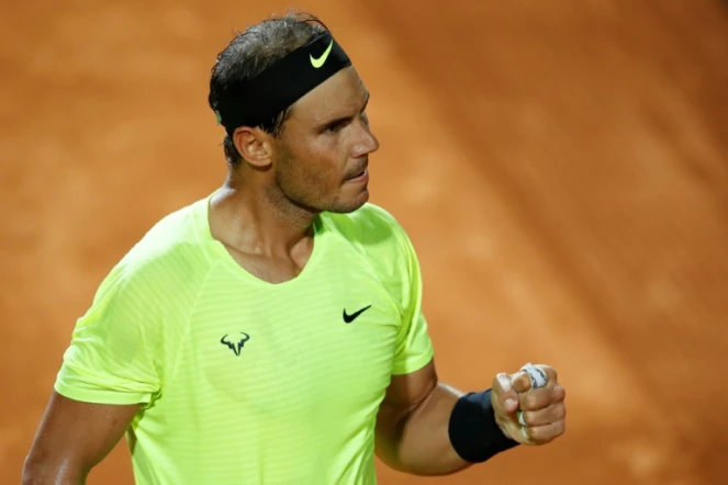 Rafael Nadal lors de son quart de finale perdu à Rome contre l'Argentin Diego Schwartzman le 19 septembre 2020