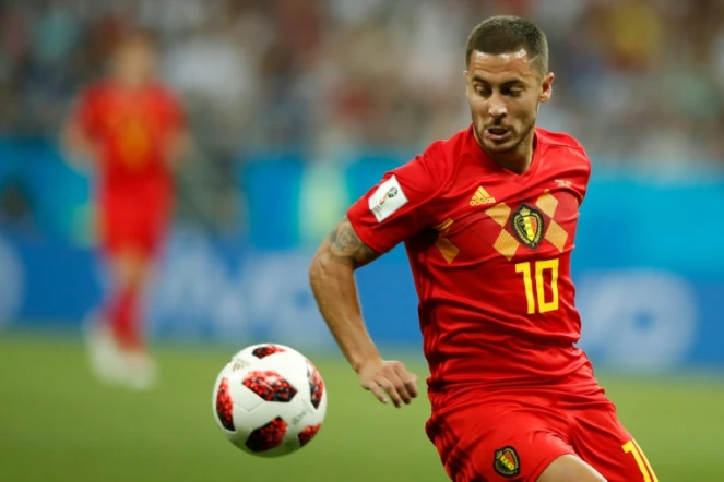 Le stratège belge Eden Hazard contre le Japon en 8e de finale du Mondial, le 2 juillet 2018 à Rostov-sur-le-Don