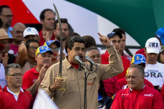 Le président vénézuélien Nicolas Maduro lors d'un discours en hommage à Simon Bolivar, le 17 décembre 2016 à Caracas