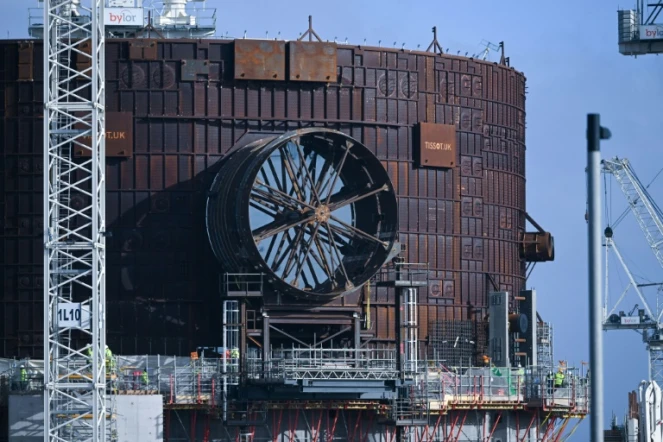 Le chantier de construction des réacteurs nucléaires de la centrale à Hinkley Point C, à Bridgwater (Angleterre), le 7 avril 2022