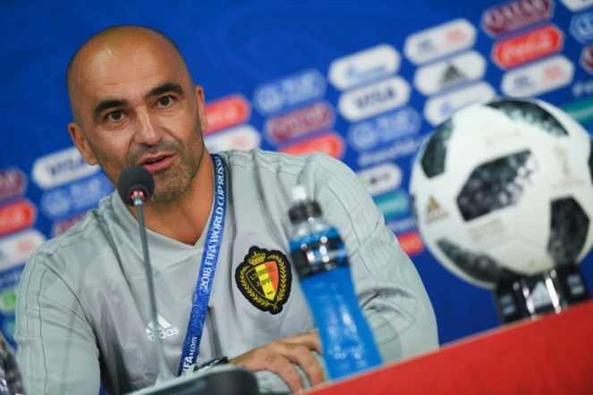 Le sélectionneur de la Belgique, Roberto Martinez lors d'une conférence de presse à Moscou, le 22 juin 2018 avant de rencontrer  la Tunisie, en phase de groupes du Mondial 