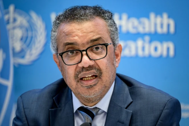 Le directeur général de l'Organisation mondiale de la santé, Tedros Adhanom Ghebreyesus, lors d'une conférence de presse, le 20 décembre 2021 au siège de l'OMS à Genève